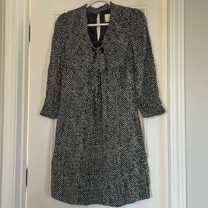 Kate Spade Black/White Tie Neck Dress Sz 4
